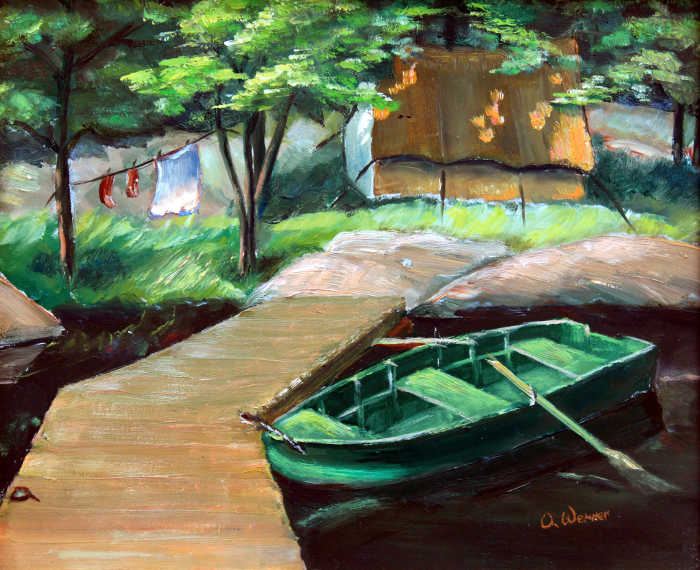 rowboat painting