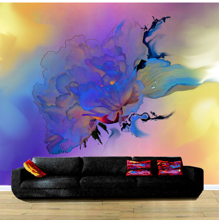 contemporary flower abstract wall mural