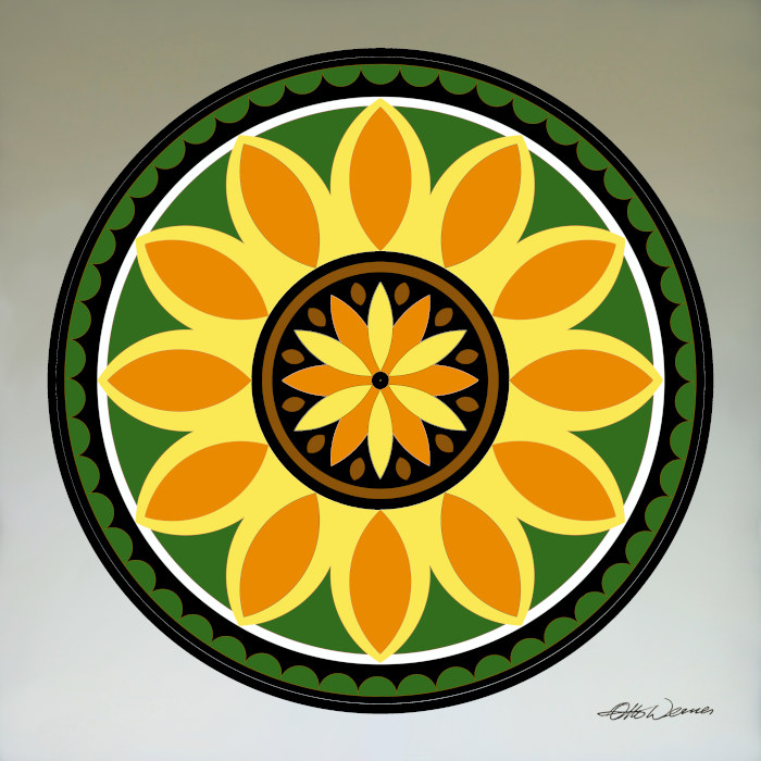 Pennsylvania Dutch Sunflower Hex Design Country Kitchen Art