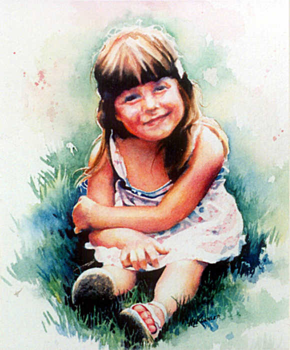 portrait painting of little girl
