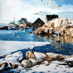 Peggy's Cove East Coast maritime winter painting