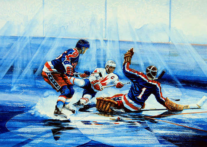 NHL hockey painting Olympic sports art