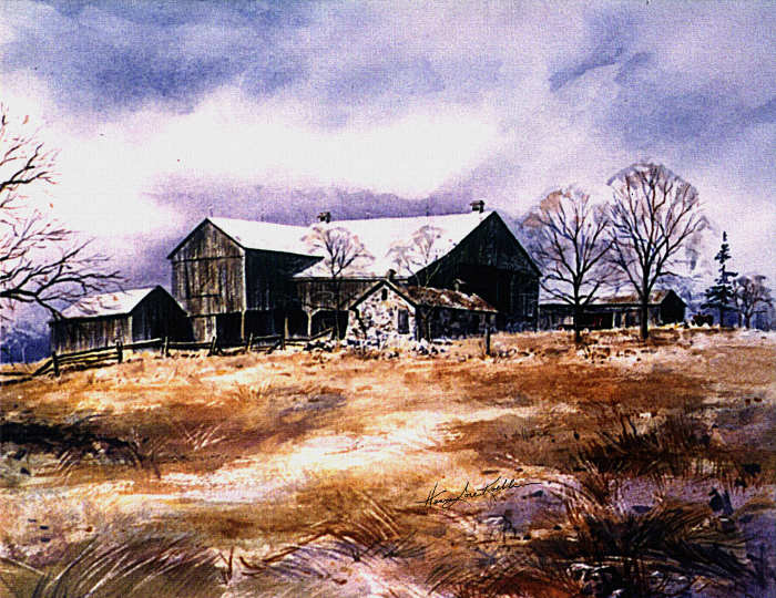 spring landscape farm painting