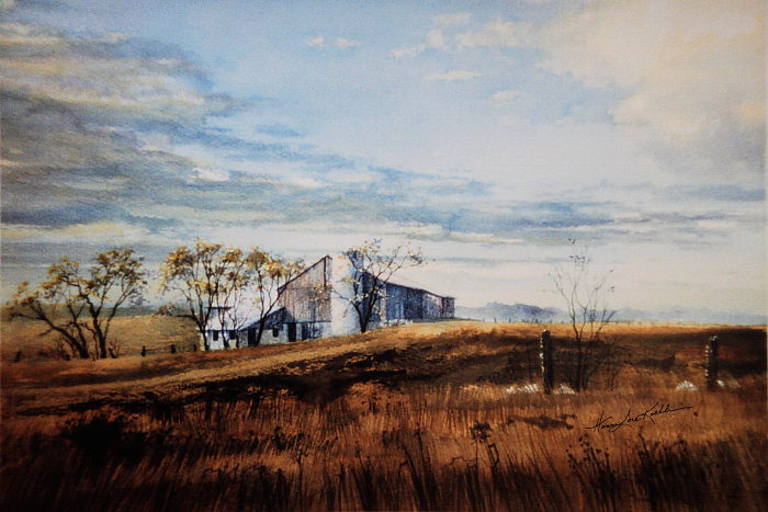 spring landscape farm painting