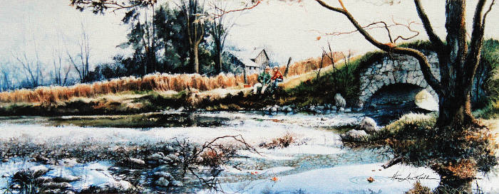 spring landscape river painting