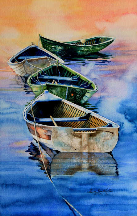 dories fishing boats painting