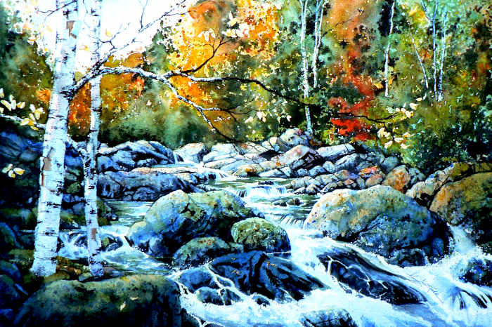 northern Ontario autumn stream waterfall