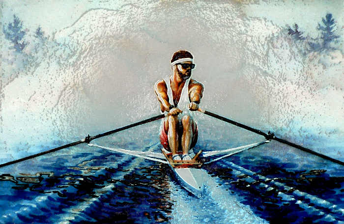 scull rowing painting