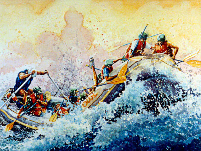 whitewater rafting painting