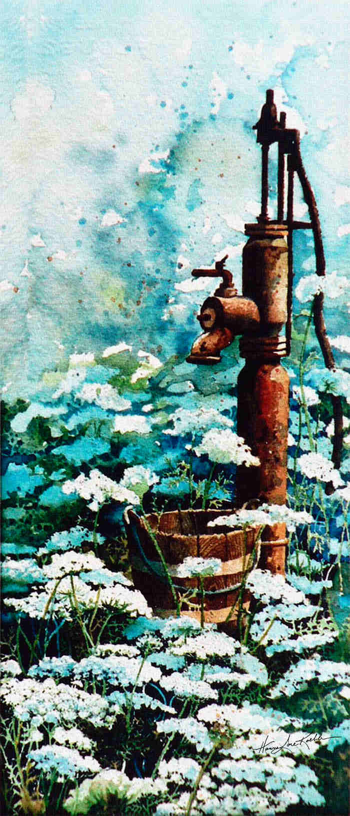 painting of garden water pump