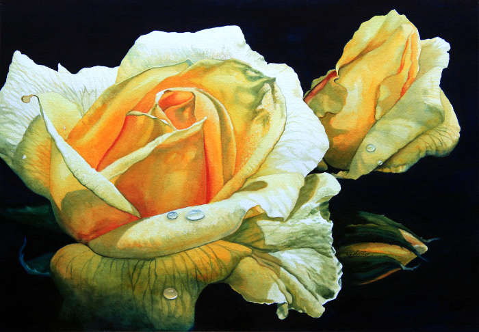painting of yellow roses