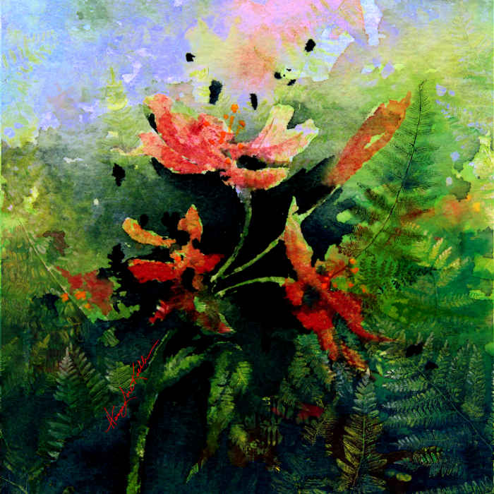 abstract poppies painting