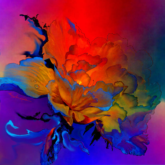 contemporary digital painting flower