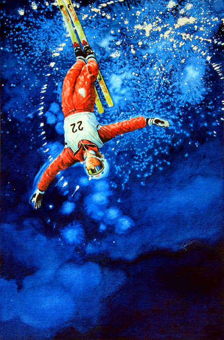 aerial skier painting
