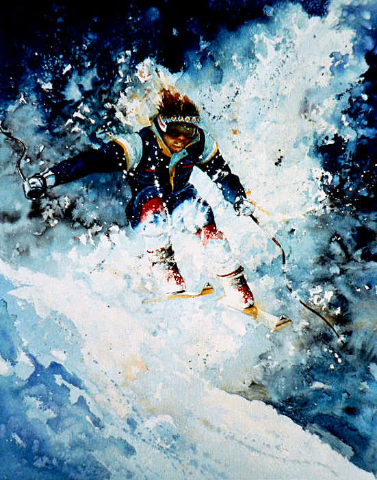 downhill skier action painting