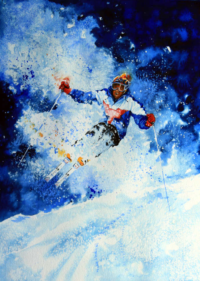 Alpine skier action painting, art prints, canvas prints