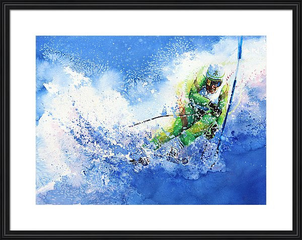 Downhill skiing Super-G race painting