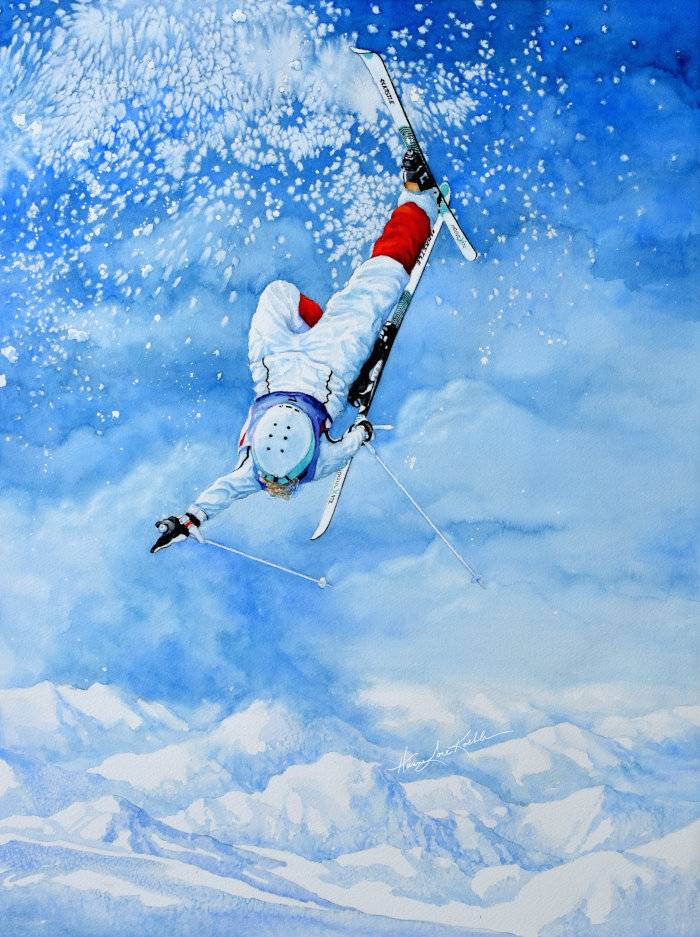 telemark skier painting, art prints, canvas prints