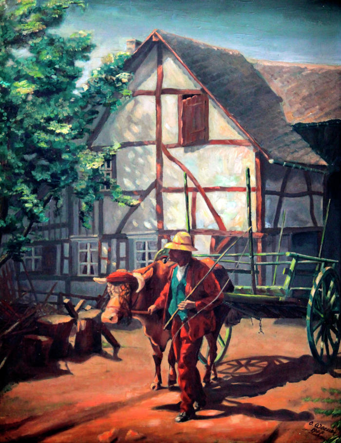 Germany Ox and cart farm landscape painting