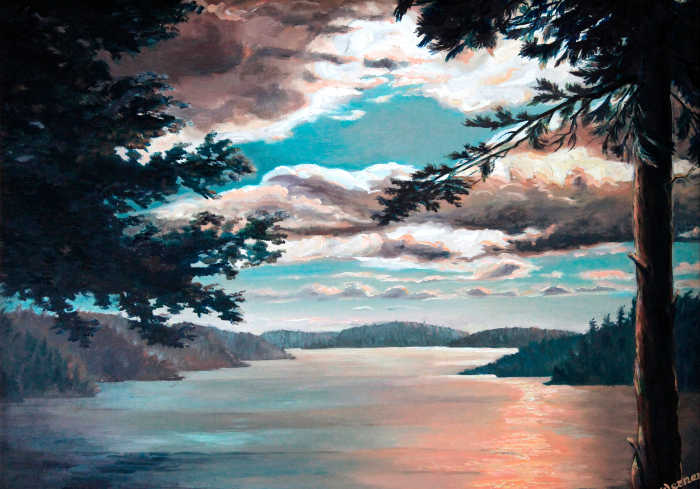 Thousand Islands sunset painting