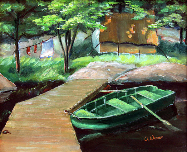vintage Algonquin fishing camp painting