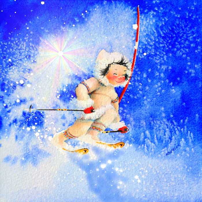 child skiing art for kids