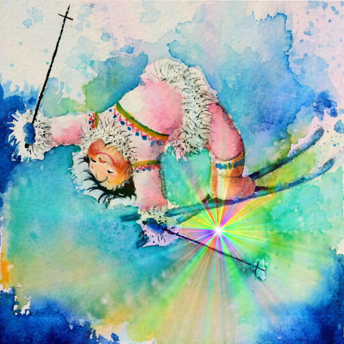 child skiing painting for baby nursery