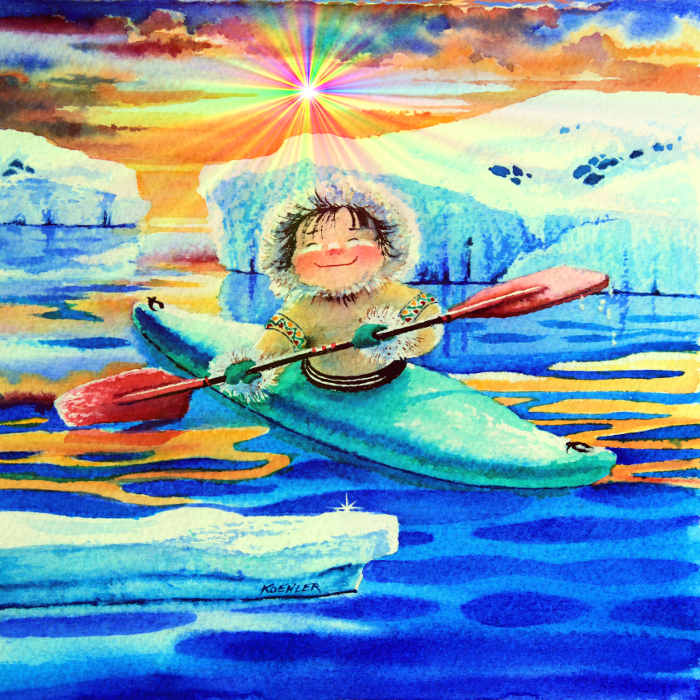 child kayaking painting for baby nursery