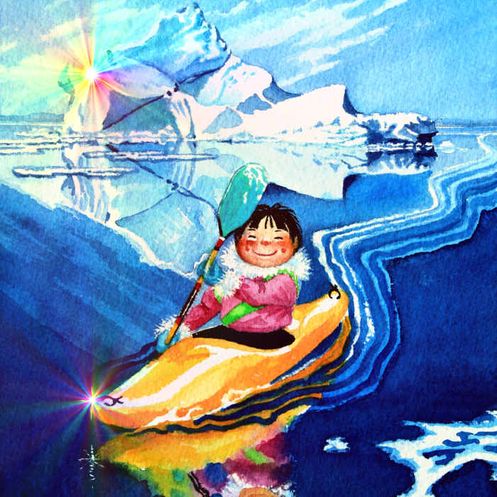 child kayaking painting for preschoolers