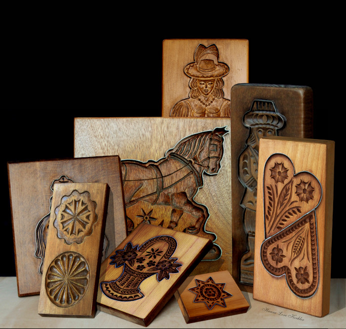 canvas art photography prints of carved wood cookie molds