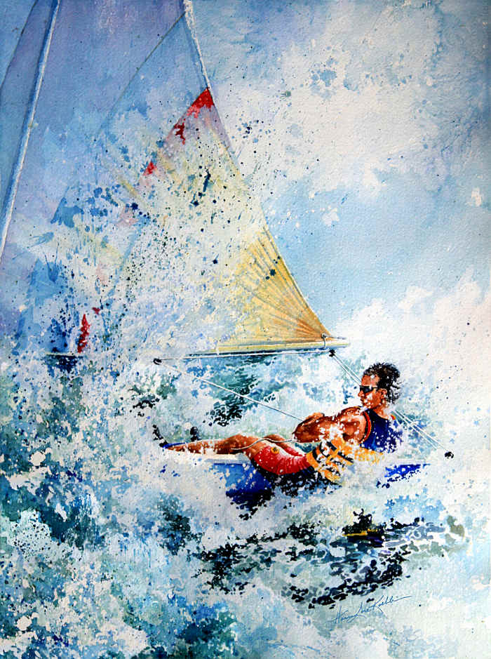laser sailboat sailing painting