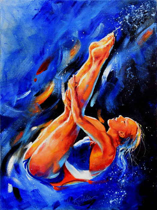 Olympic women diving painting