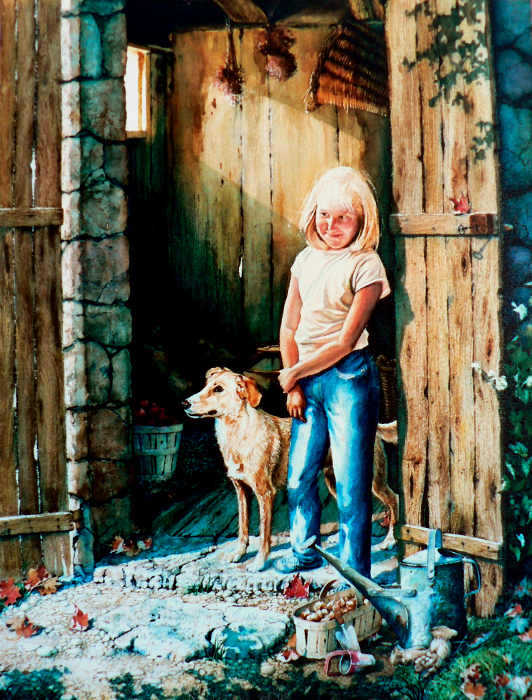 painting of child playing