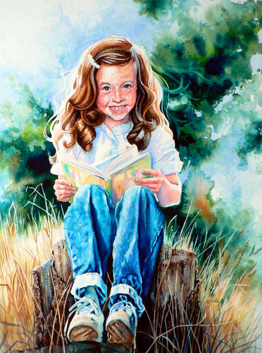 portrait of girl reading