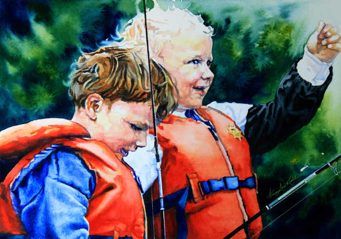 portrait of boys fishing