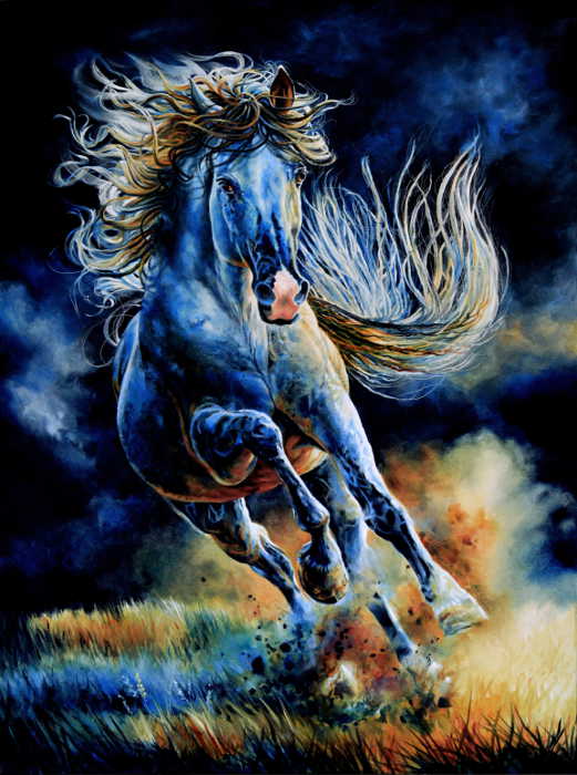 painting of running horse