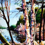 painting of lake Muskoka reflections