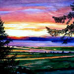 Pacific northwest coast sunset painting