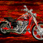 Harley Red Motorcycle Art