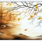 misty autumn birch tree mural design