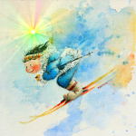 super-G skier painting for children