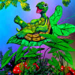 turtle on a teeter-totter painting for children