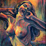 abstract painting of awakening nude woman