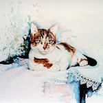 calico cat portrait painting