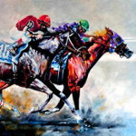 Preakness horse race painting